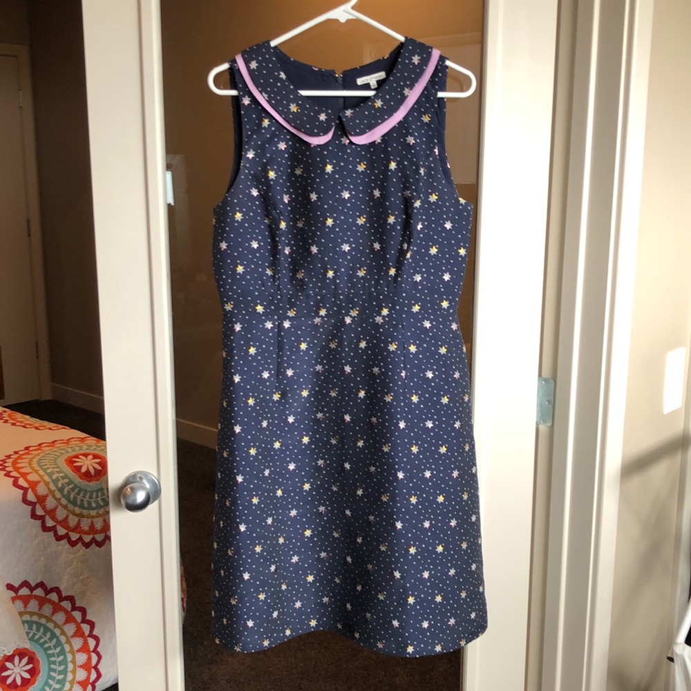 Lace & Mesh Peter Pan Collar Star Pattern Dress